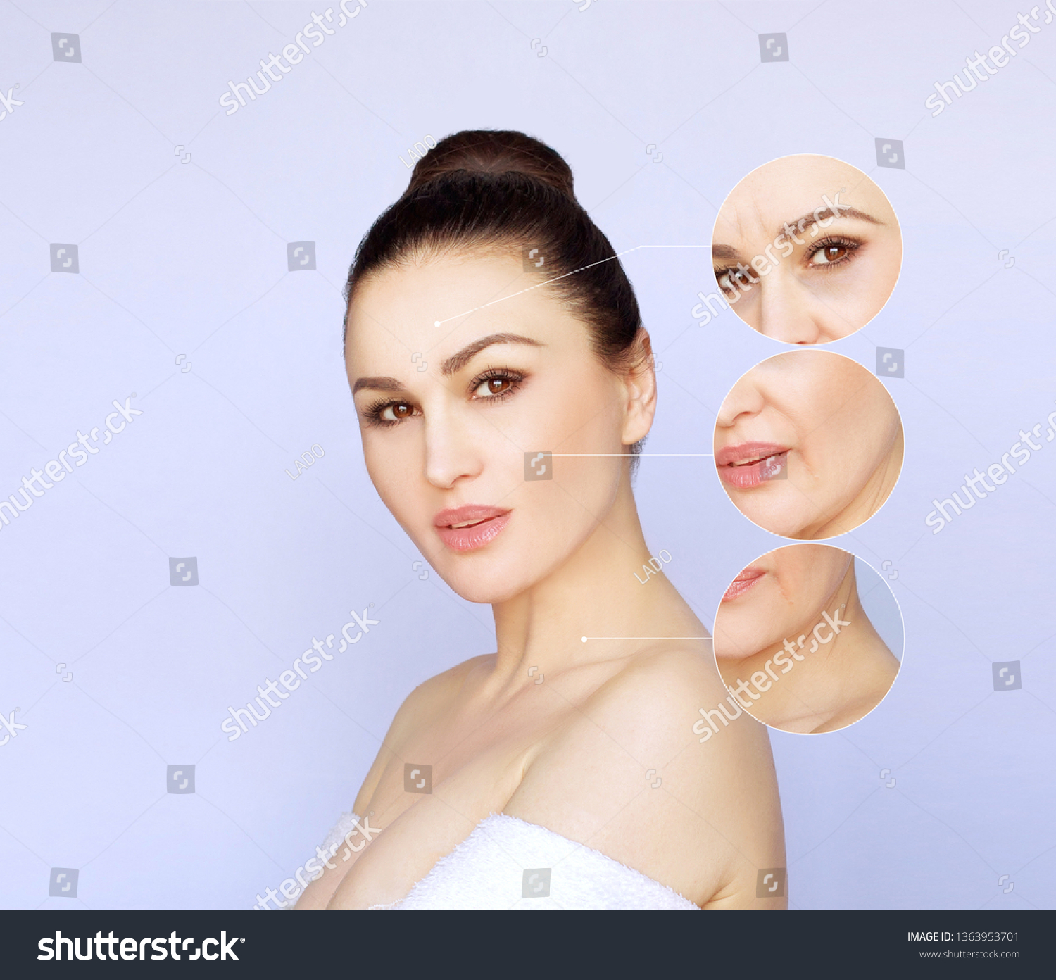 Aging Mature Womanyoung Womanface Skin Problemshowing Stock Photo ...