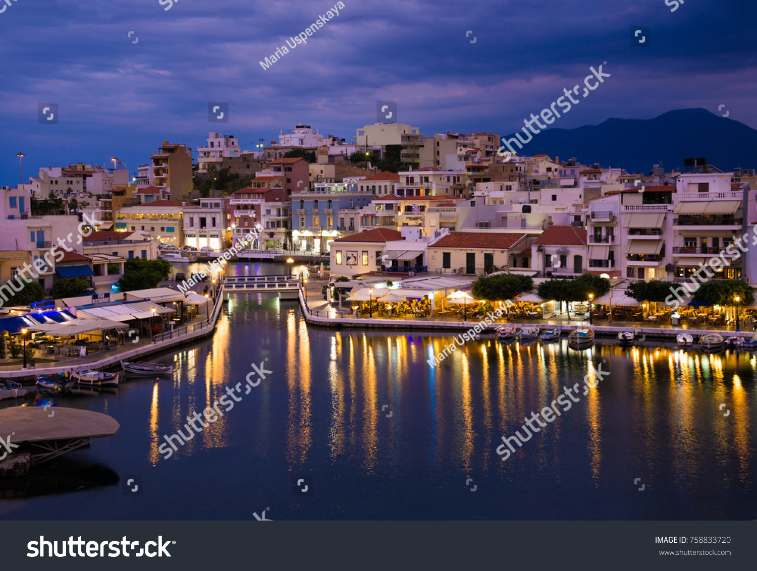 Agios Nikolaos Night Crete Grece Stock Photo Edit Now 757