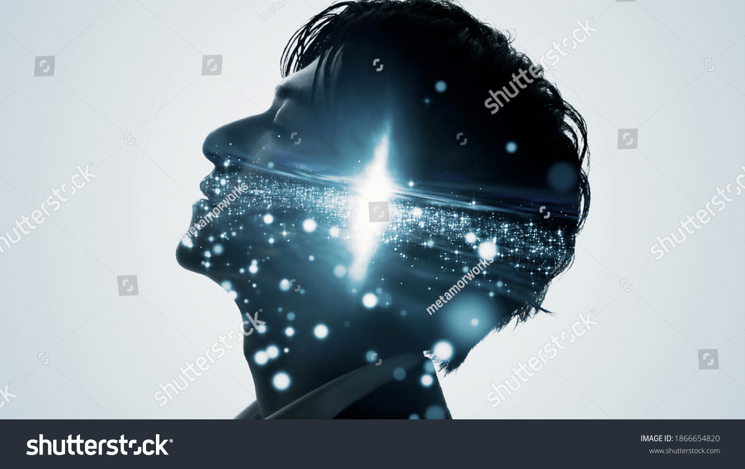 AI(人工知能)のコンセプト。 深い学習。 心を込めて。 心理学。