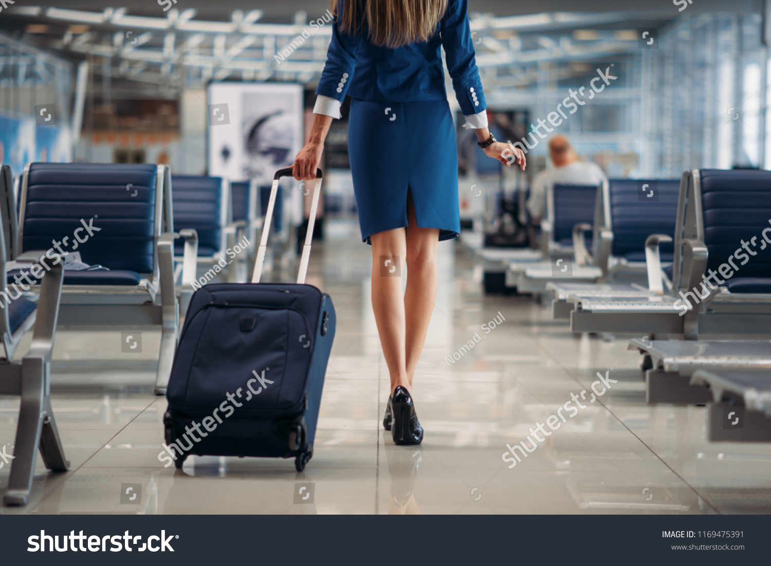 Air Hostess Going Between Seat Rows Stock Photo 1169475391 Shutterstock