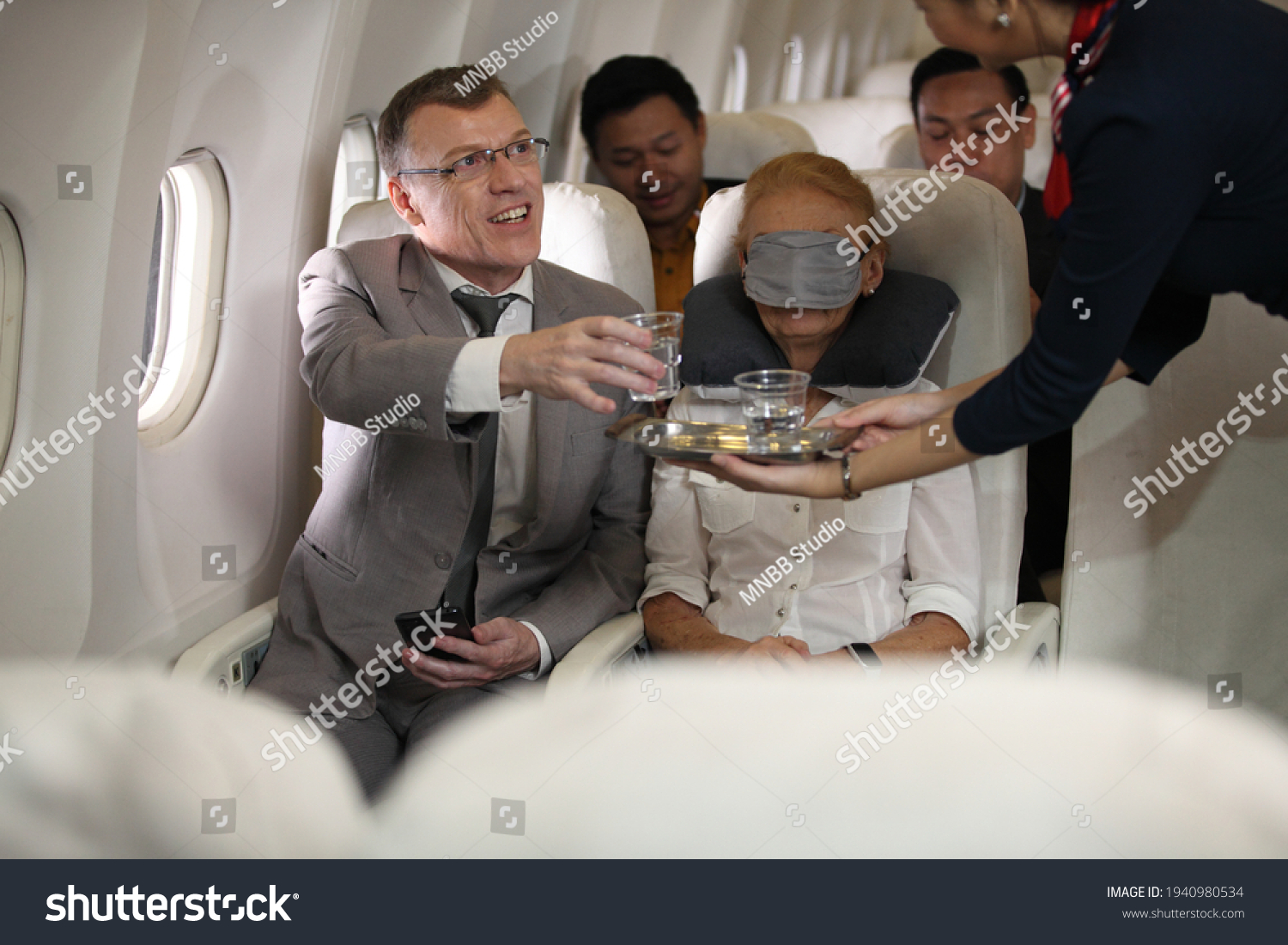 Air Hostess Staff Airline Airplane Serving Stock Photo 1940980534 ...