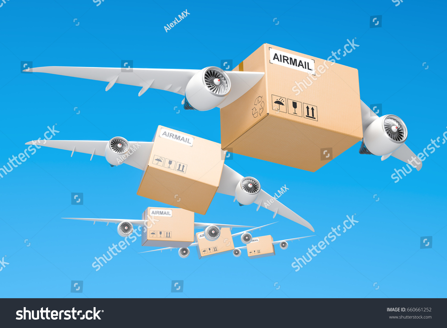 Air Mail Delivery Concept Parcels Wings Stock Illustration 660661252 ...