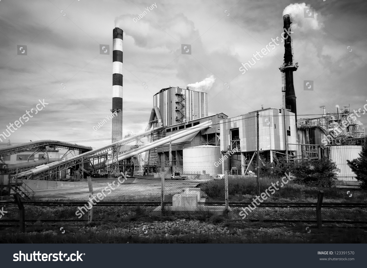 Air Pollution By Dark Smoke Coming Out Of Two Factory Chimneys Stock ...