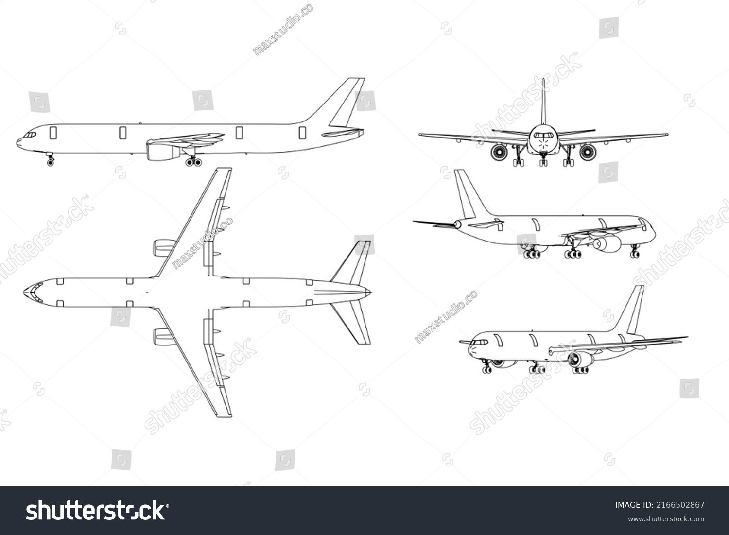 Airplane Hand Drawing Sketch Black White Stock Illustration 2166502867 ...