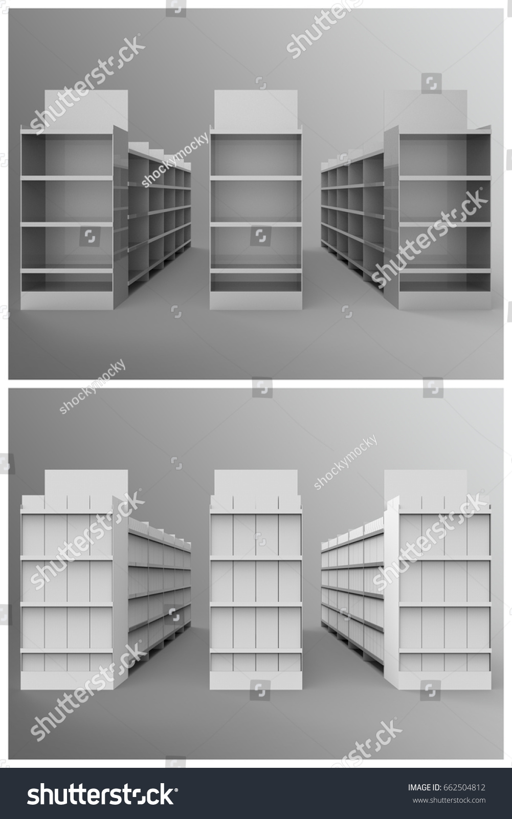 Download Aisle Gondola Store Branding Set Professional Stock Illustration 662504812