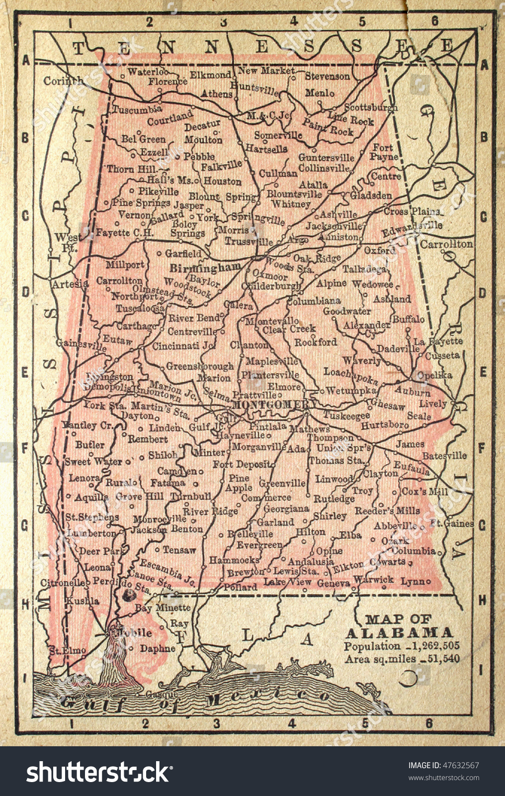 Alabama, Circa 1880. See The Entire Map Collection: Http://Www ...