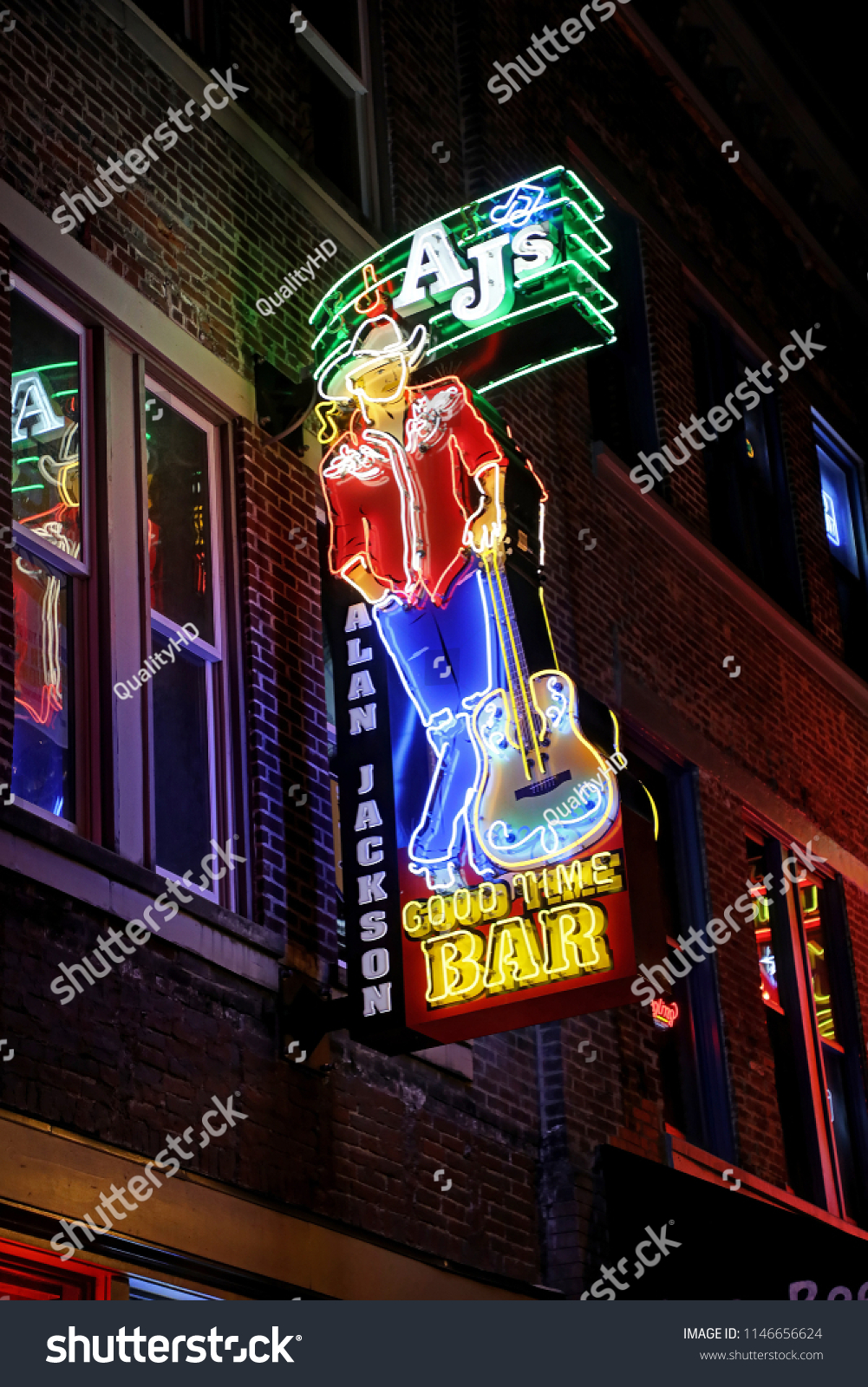 Alan Jackson Country Star S Good Time Bar Neon Sign Historic Broadway Nashville Tennessee Usa May 17