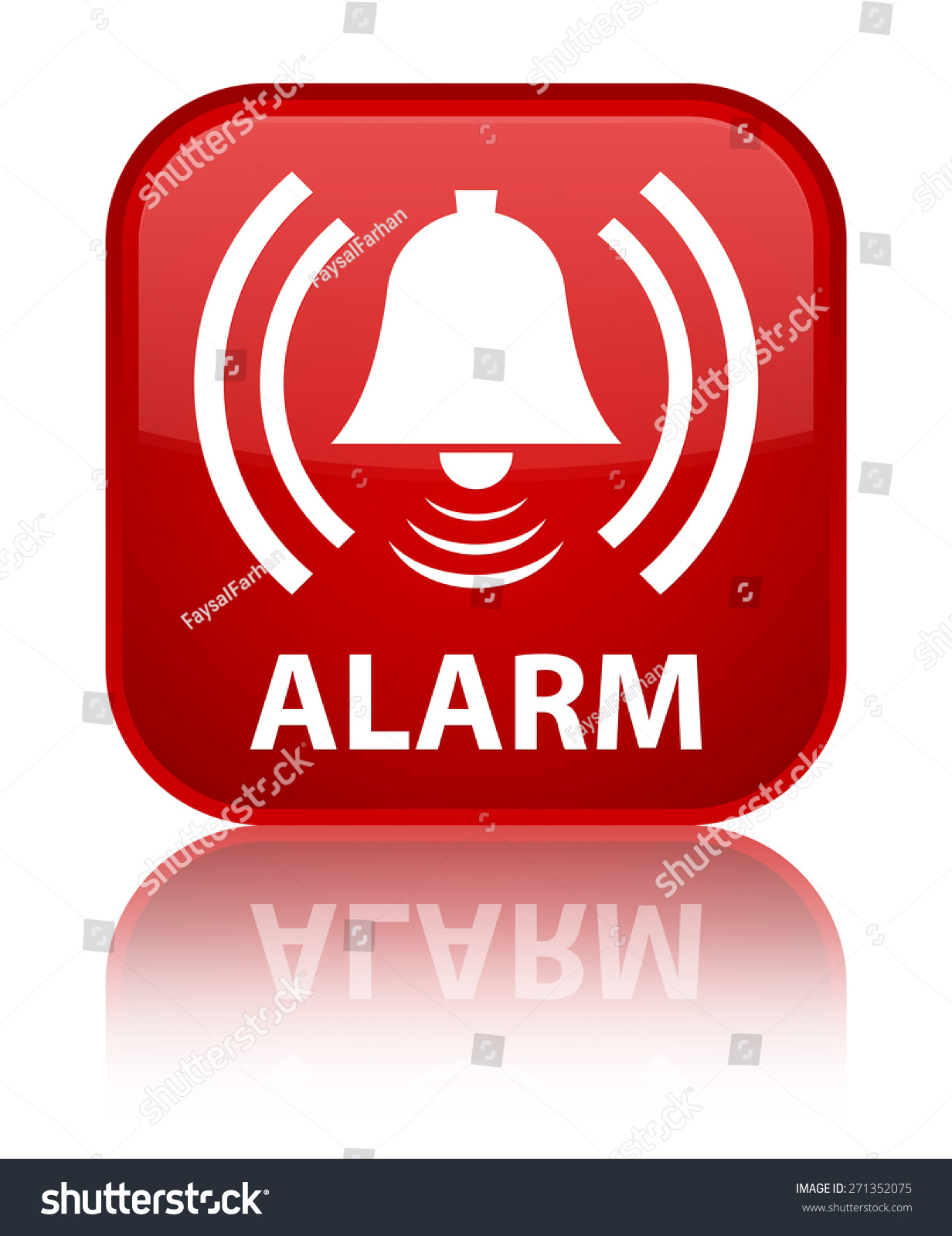 Alarm Bell Icon Red Square Button Stock Illustration 271352075 ...