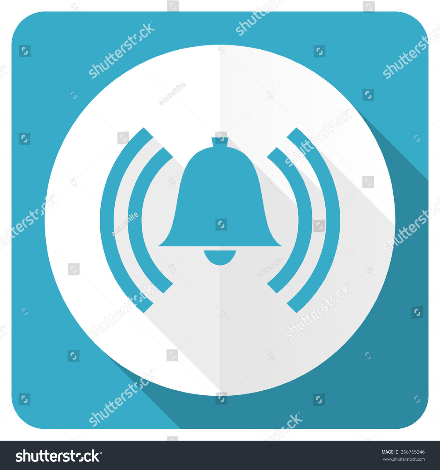 Alarm Blue Flat Icon Alert Sign Bell Symbol Stock Photo 268765346 ...