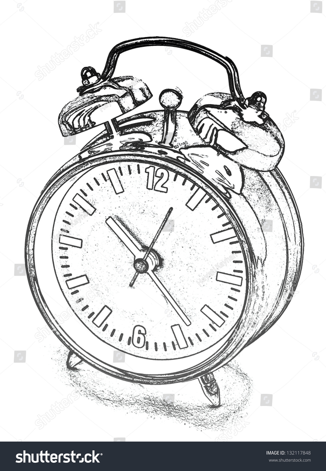 Alarm Clock Drawing : Alarm clock in hand drawn style. - Go Images Net