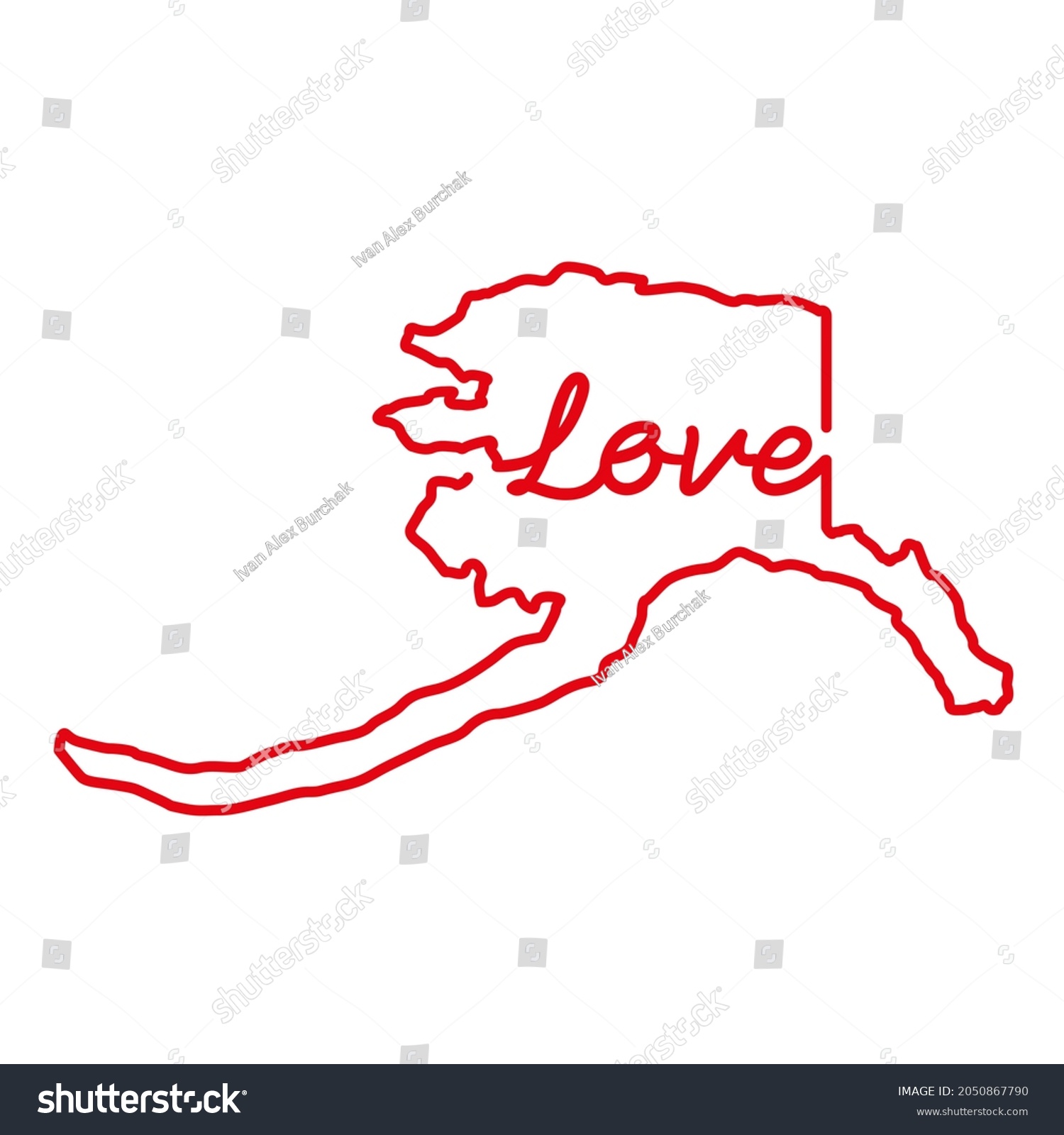 Alaska Us State Red Outline Map Stock Illustration 2050867790 6903