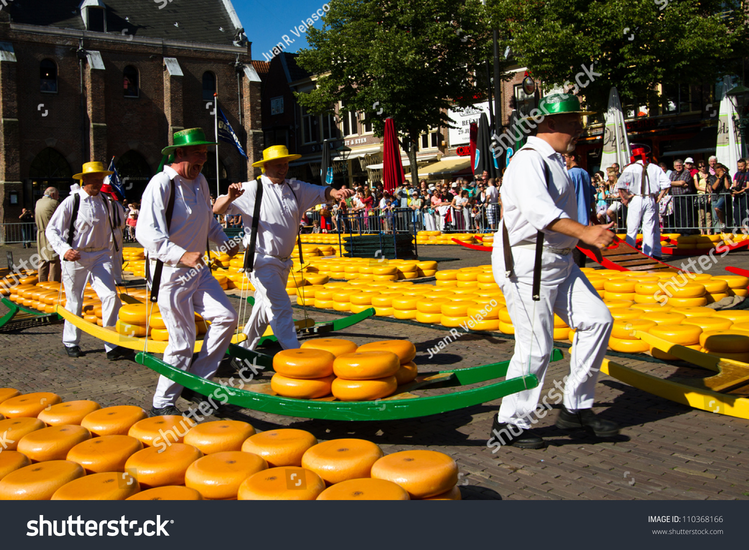 Alkmaar, Netherlands - August 10: Cheese Carriers At The Traditional ...