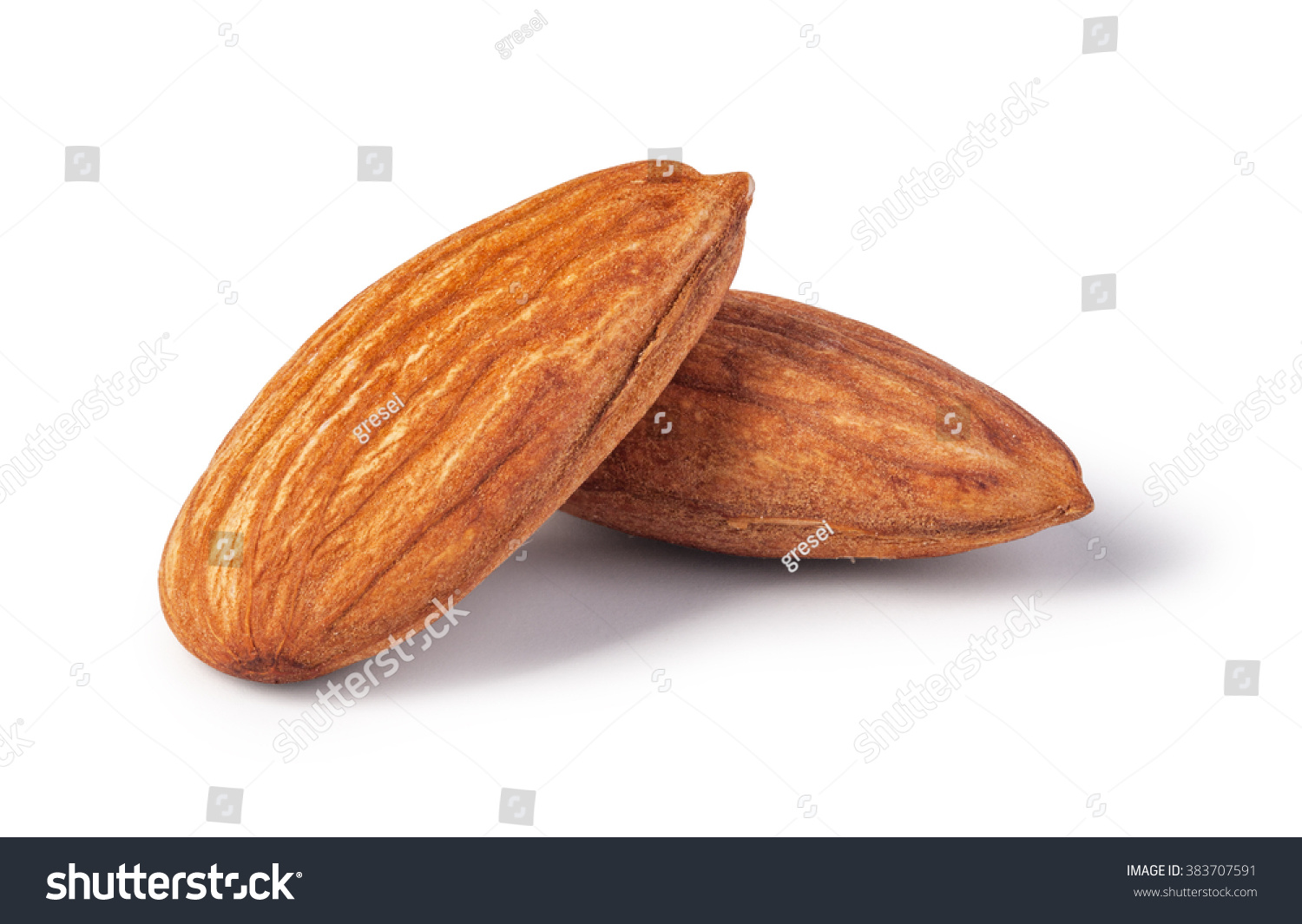 Almonds Nuts Isolated On White Background Stock Photo 383707591