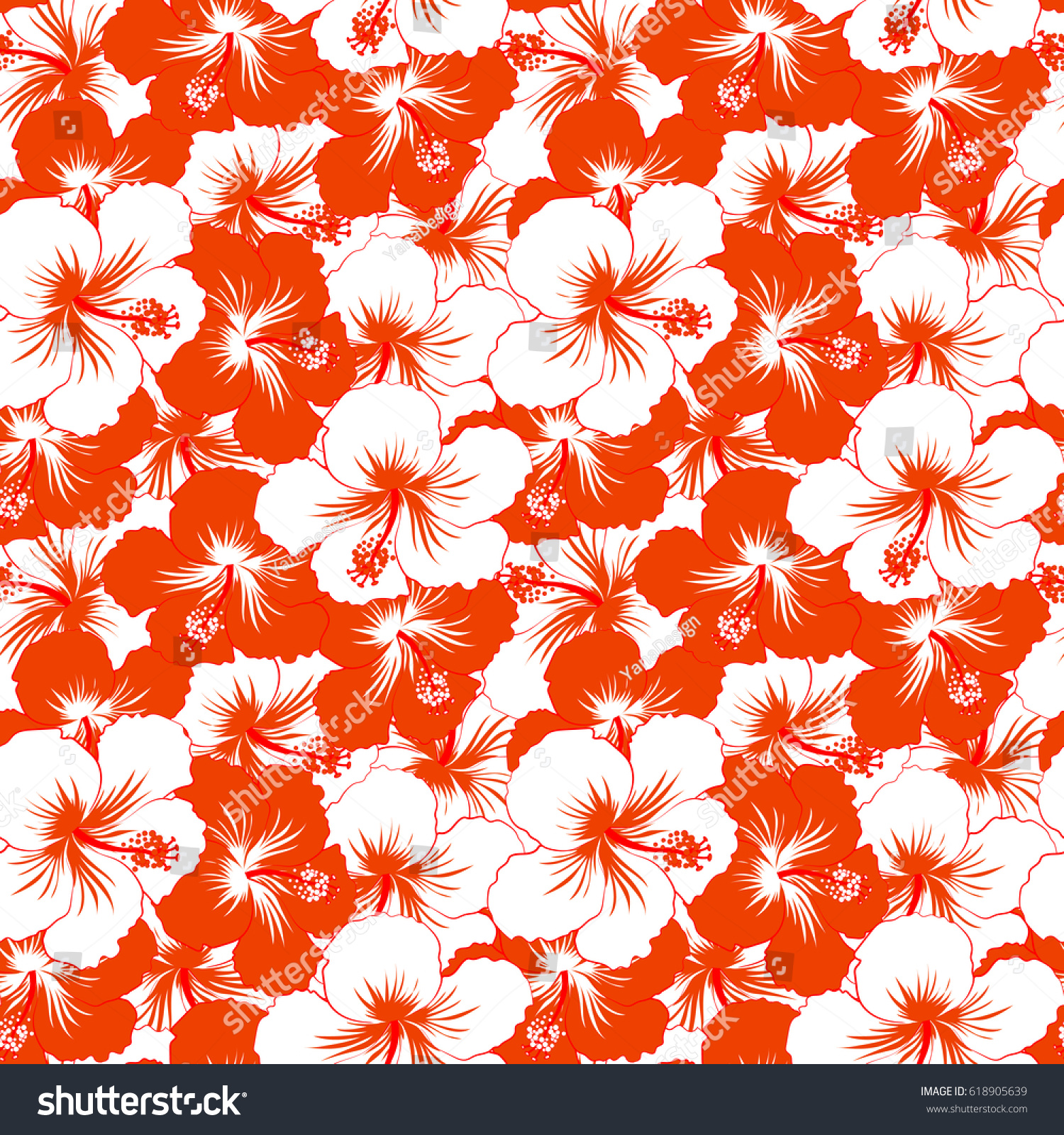 Aloha Typography Orange White Red Hibiscus Stock Illustration 618905639 ...