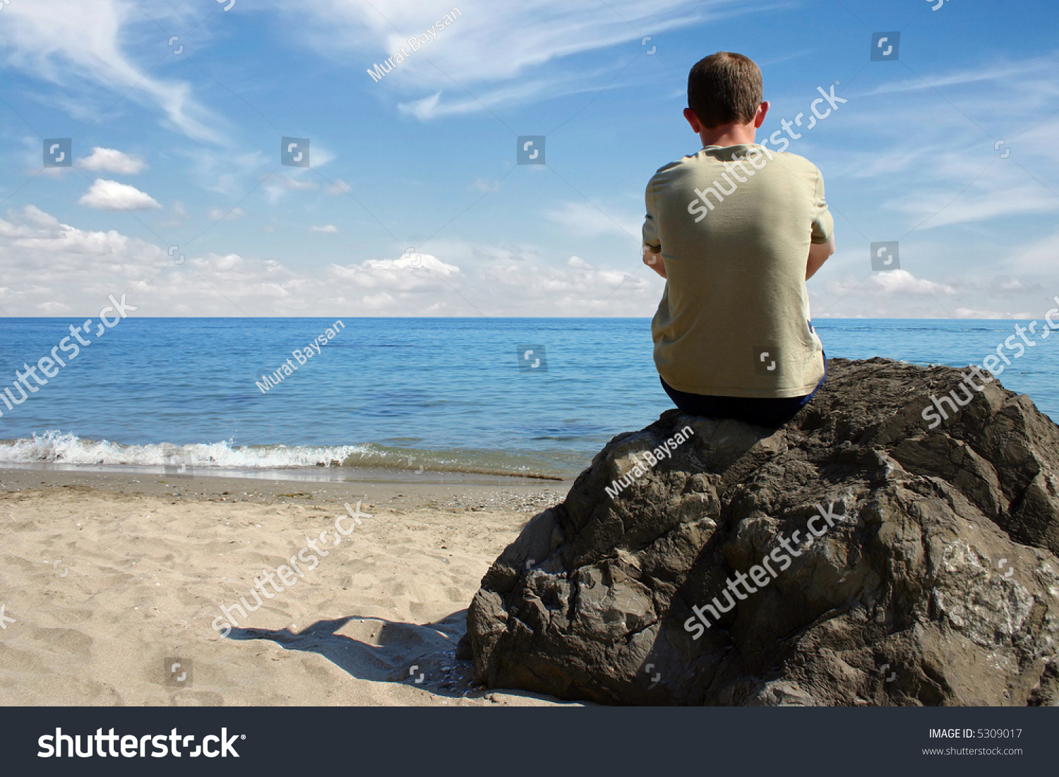 Alone Man Thinking At The Beach Stock Photo 5309017 : Shutterstock