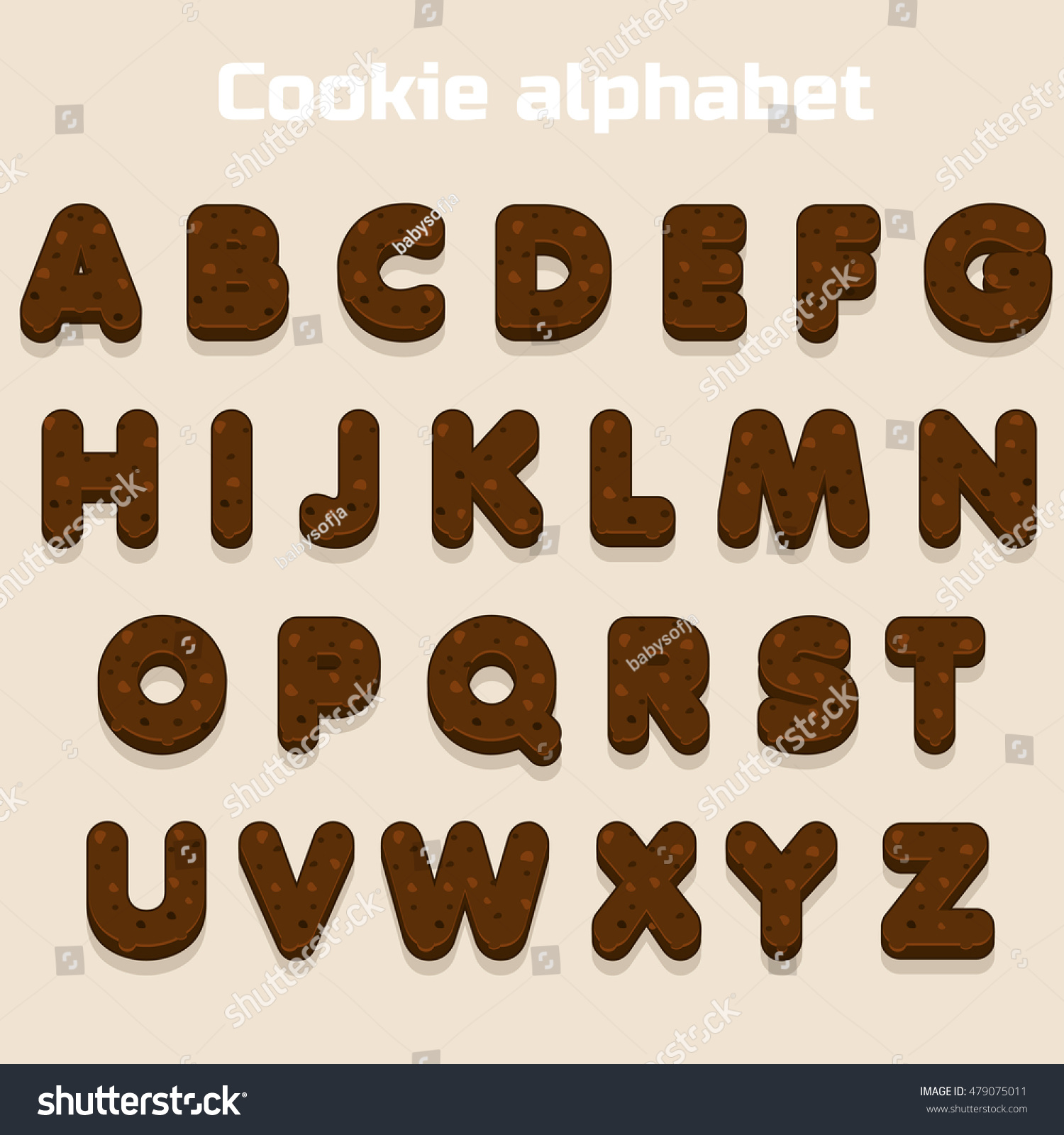 Alphabet Biscuitcartoon Chocolate Cookie Font Food Stock Illustration ...