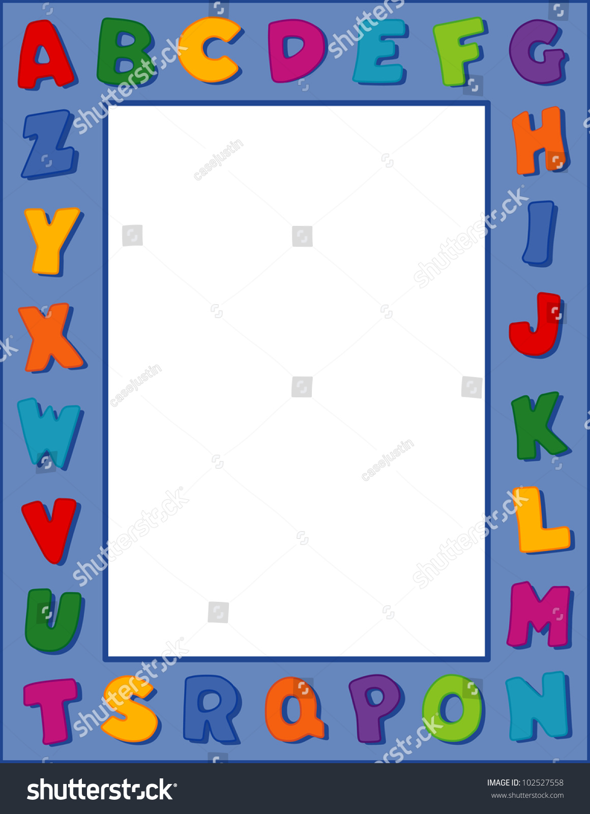 Alphabet Frame Multicolor Border On Blue Stock Illustration 102527558 ...