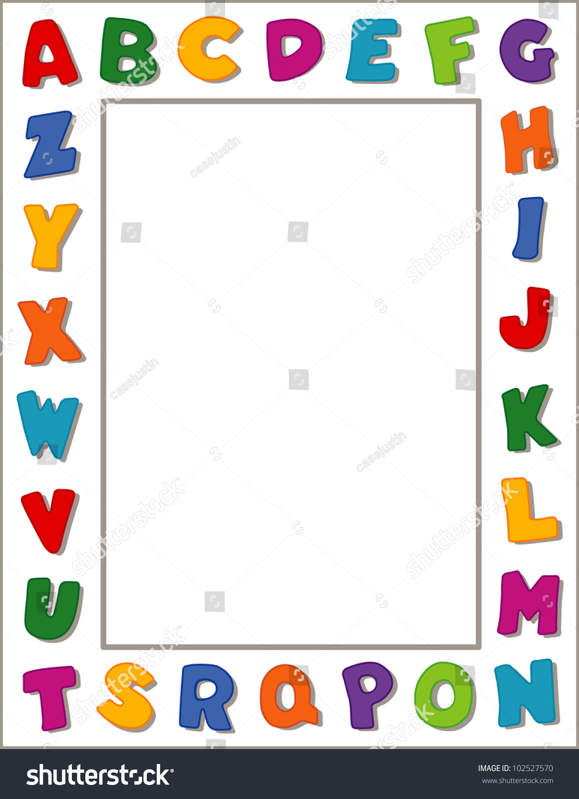 Alphabet Frame. Multicolor Border On White Background. Copy Space For ...