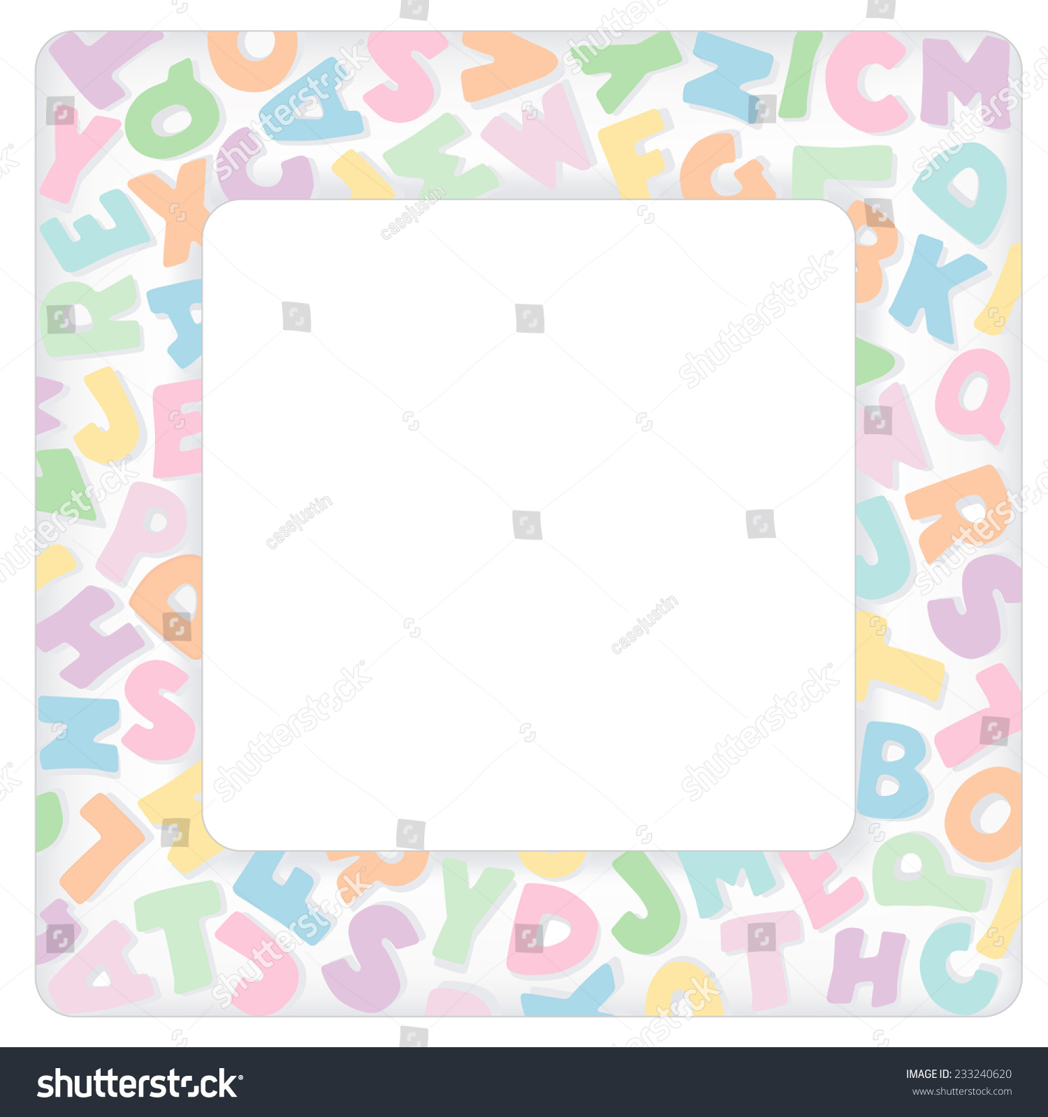 Alphabet Frame Square Multicolor Pastel Letter Stock Illustration ...