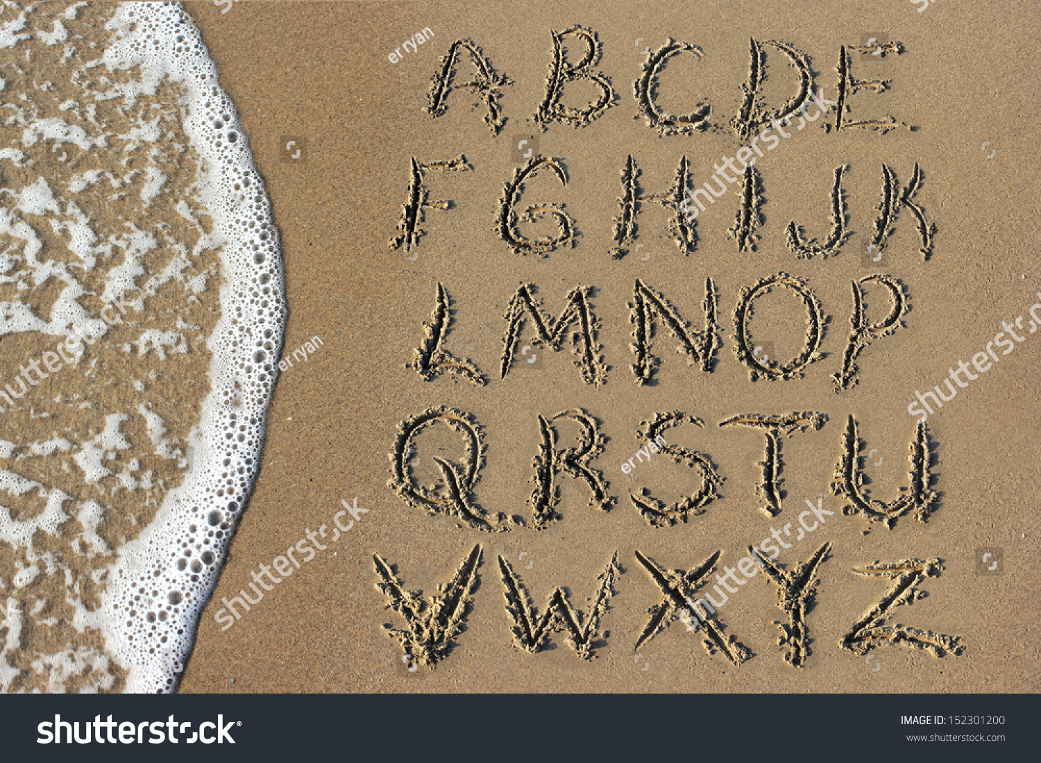 language k sign letter Handwritten Photo On Letters Alphabet Beach Sand Stock