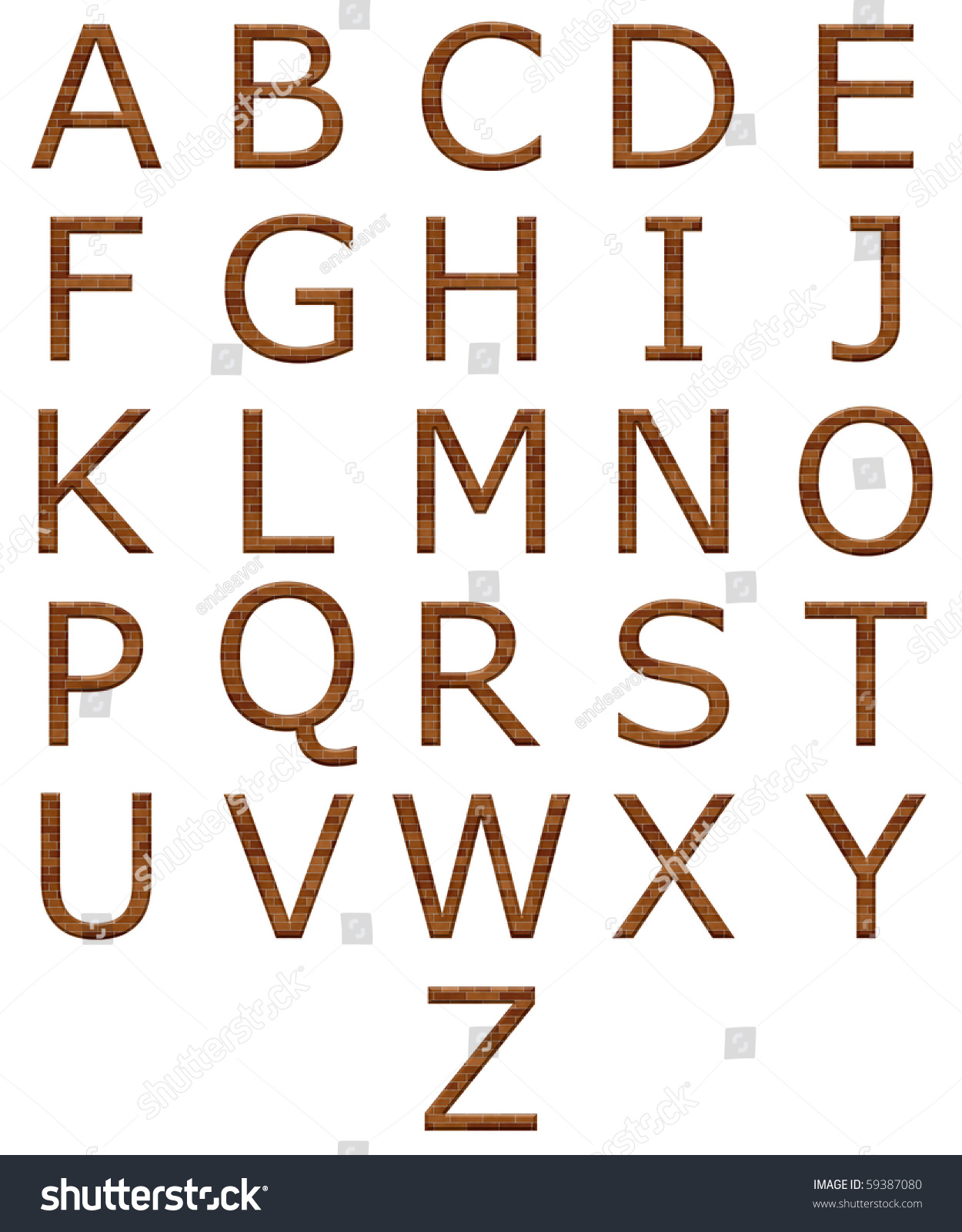 Alphabet Letters Made Brick Stock Illustration 59387080