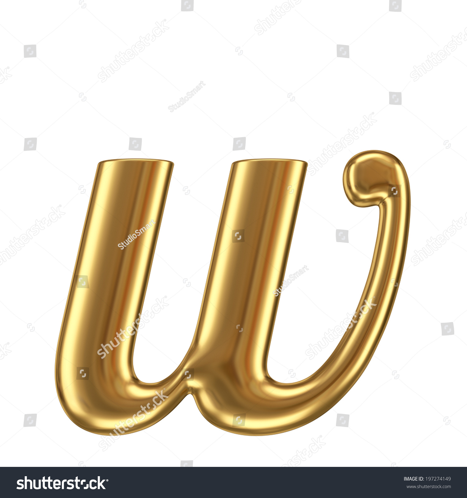 alphabet lowercase letter gold isolated on stock