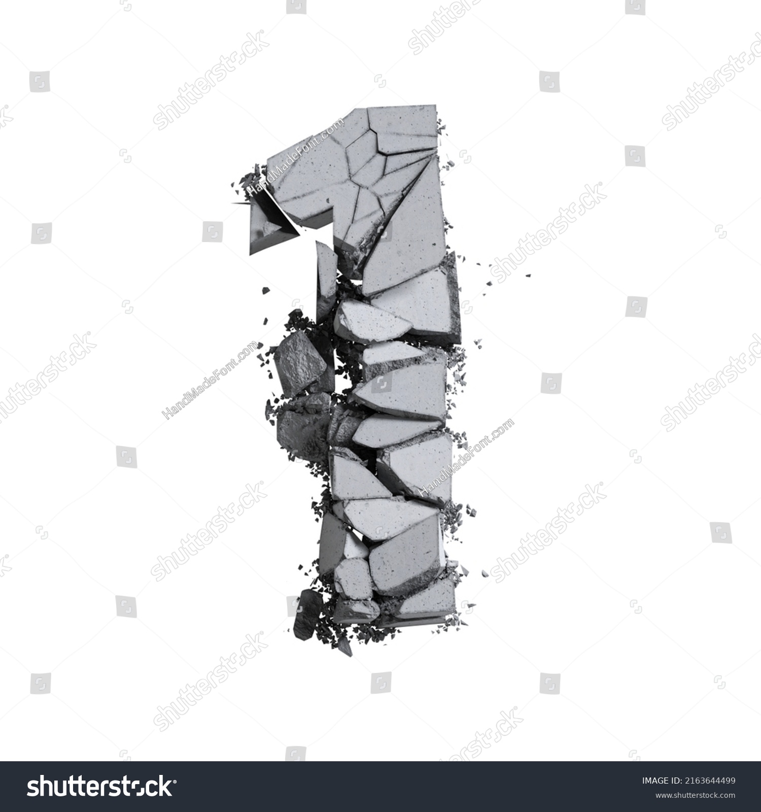 Alphabet Number 1 Made Broken Concrete Stock Illustration 2163644499 ...