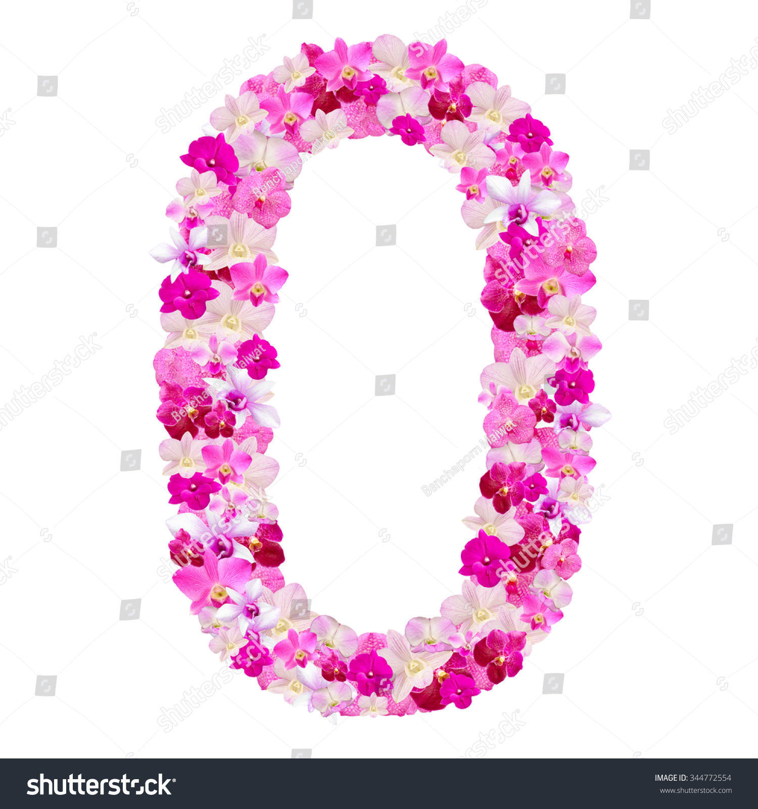 Alphabet Number Zero Orchid Flowers Isolated Stock Photo 344772554 ...