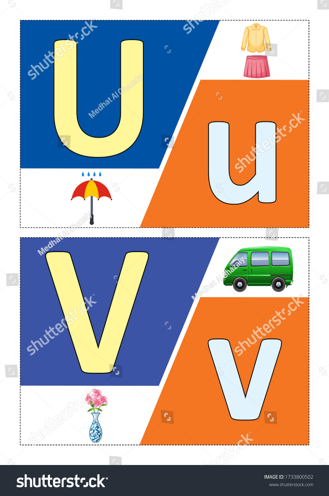 Alphabet Printable Flashcards Preschool Kindergarten 库存插图 1733800502 ...