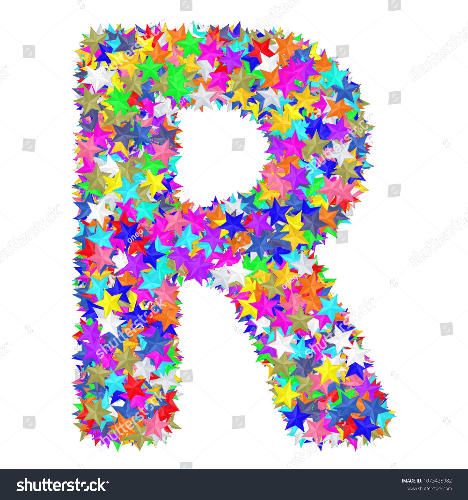 Alphabet Symbol Letter R Composed Colorful Stock Illustration 1073425982