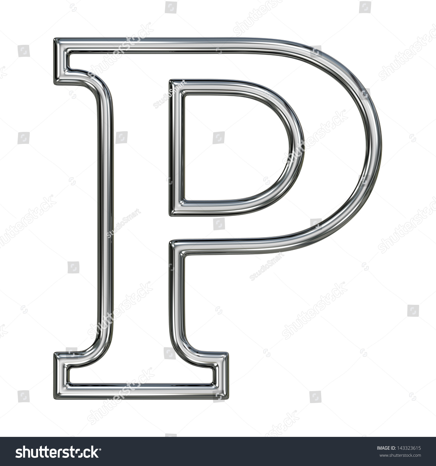 Alphabet Symbol P With Chrome Pipe Outline Stock Photo 143323615 ...