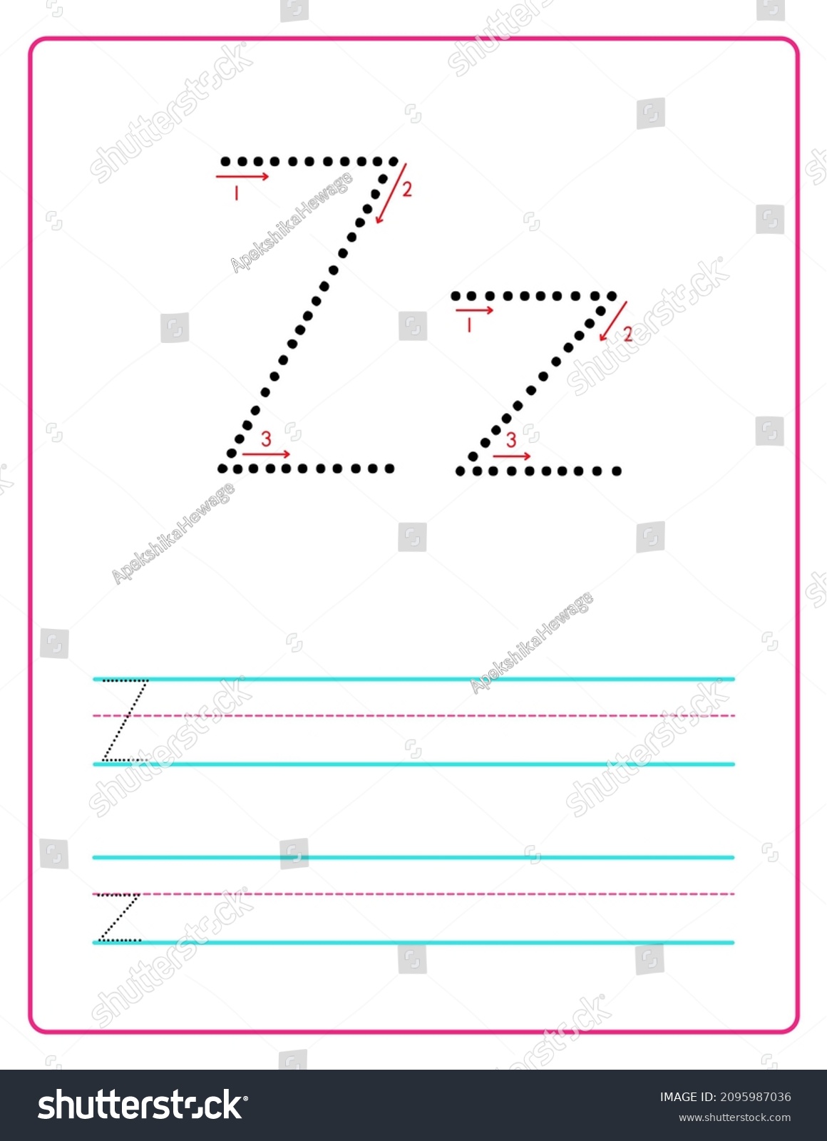 alphabet writing practice worksheets alphabet tracing stock illustration 2095987036