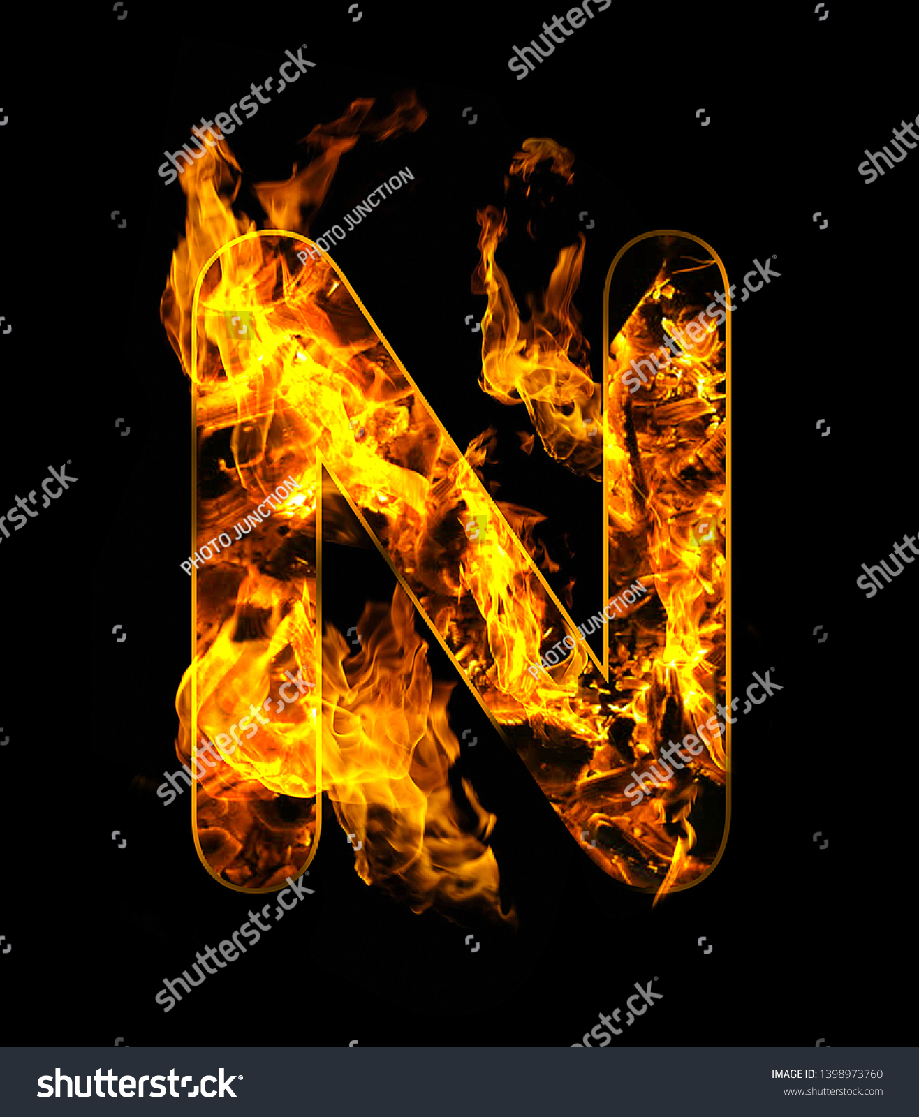 Alphabetic Fire Letters Z Letter N Stock Illustration