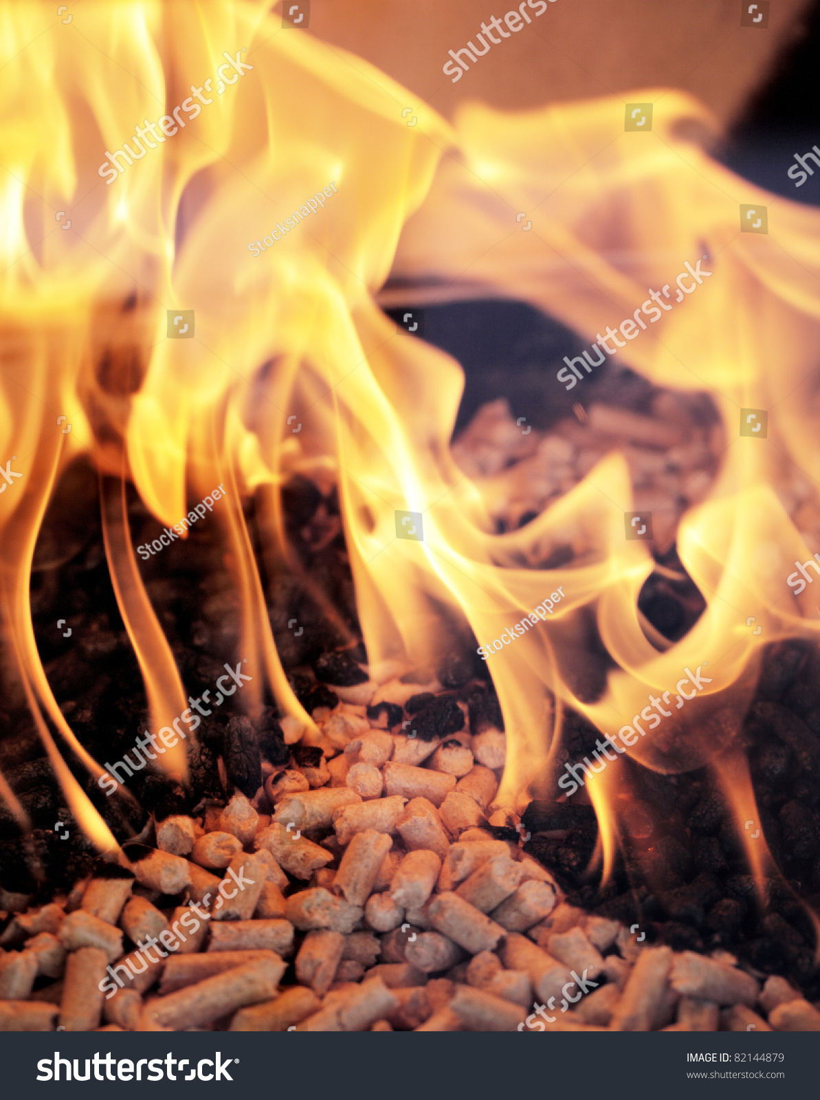 Alternative Fuel Wood Pellets Burning Fireplace Stock Photo Edit