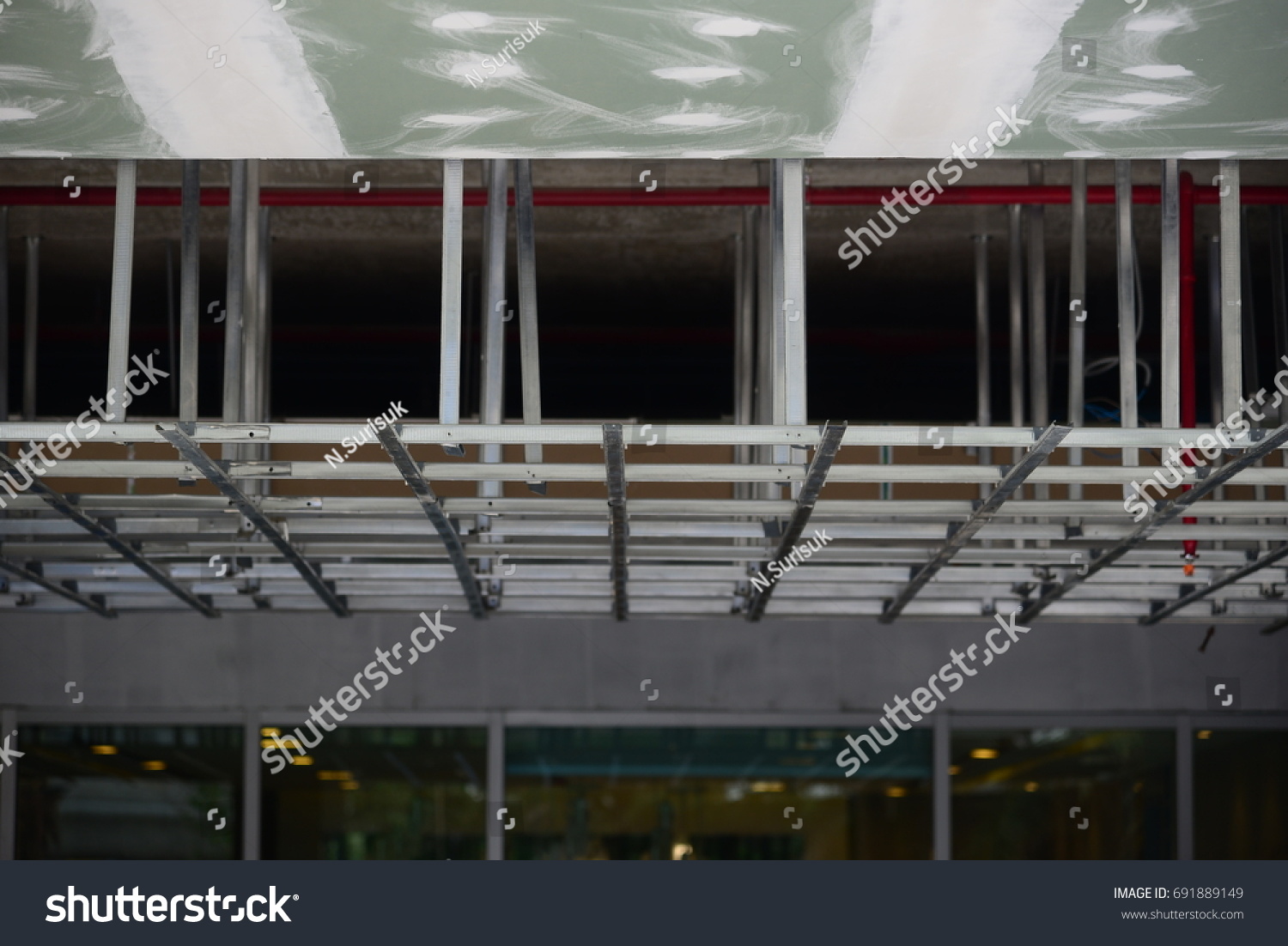 Aluminum Frame Installing Ceiling Panels Stock Image