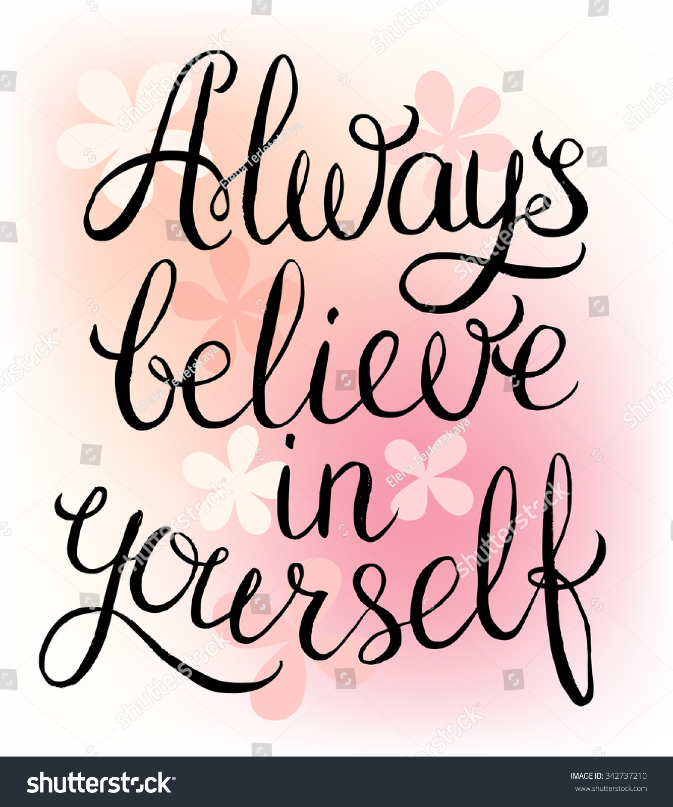 Always Believe Yourself Inspirational Quote Handwritten Stock ...