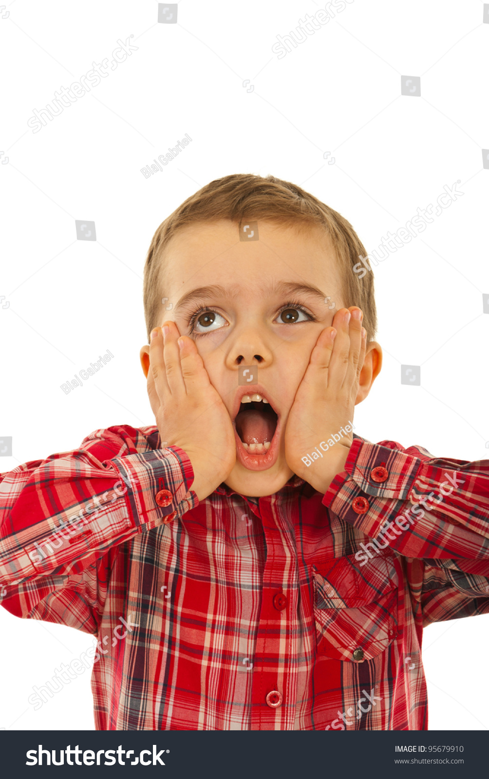 Amazed Child Boy Looking Holding Palms Stock Photo 95679910 | Shutterstock