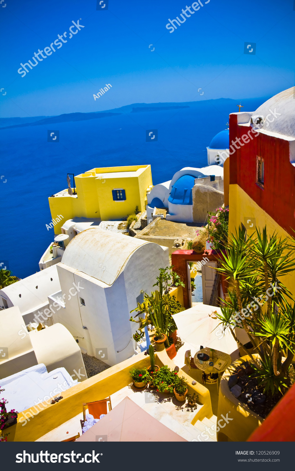 Amazing Colorful Houses In Oia Town Santorini, Greece Stock Photo ...