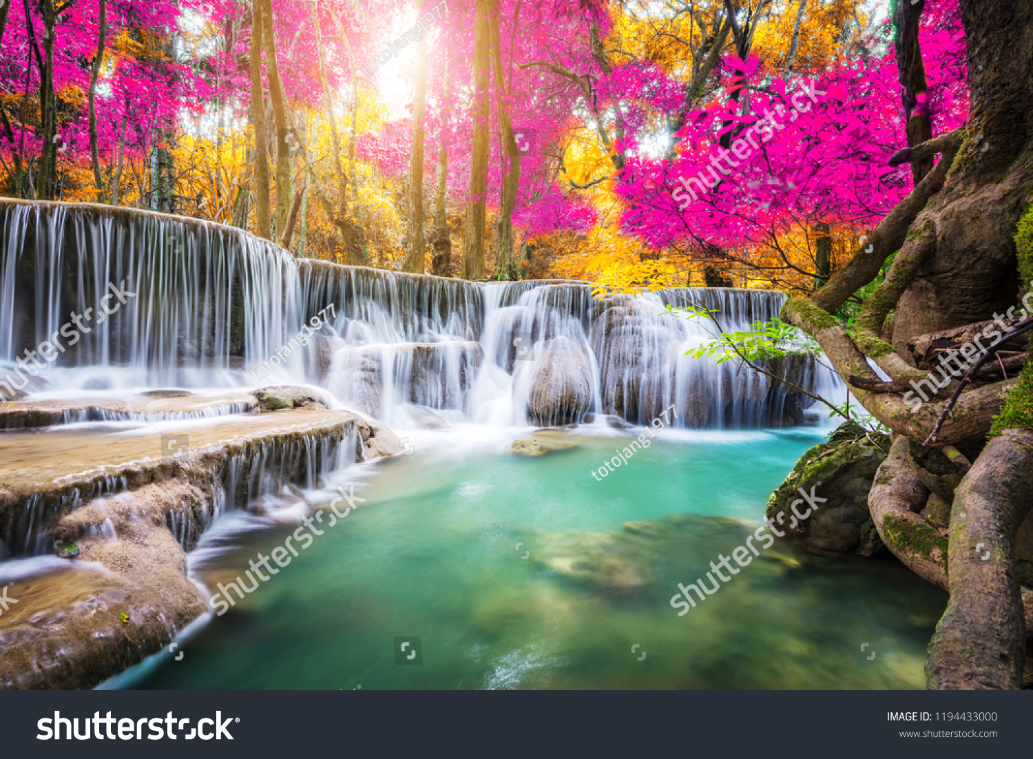 lidenskabelig pasta kor Amazing Nature Beautiful Waterfall Colorful Autumn Stock Photo (Edit Now)  1194433000