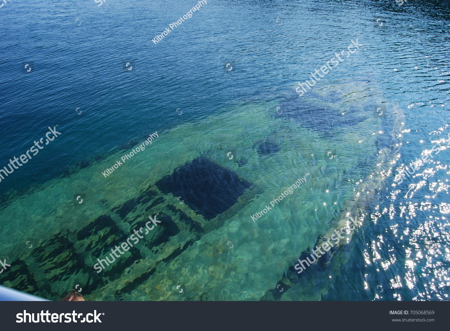 Amazing Sunken Ship Bruce Peninsula Tobermory Stock Photo