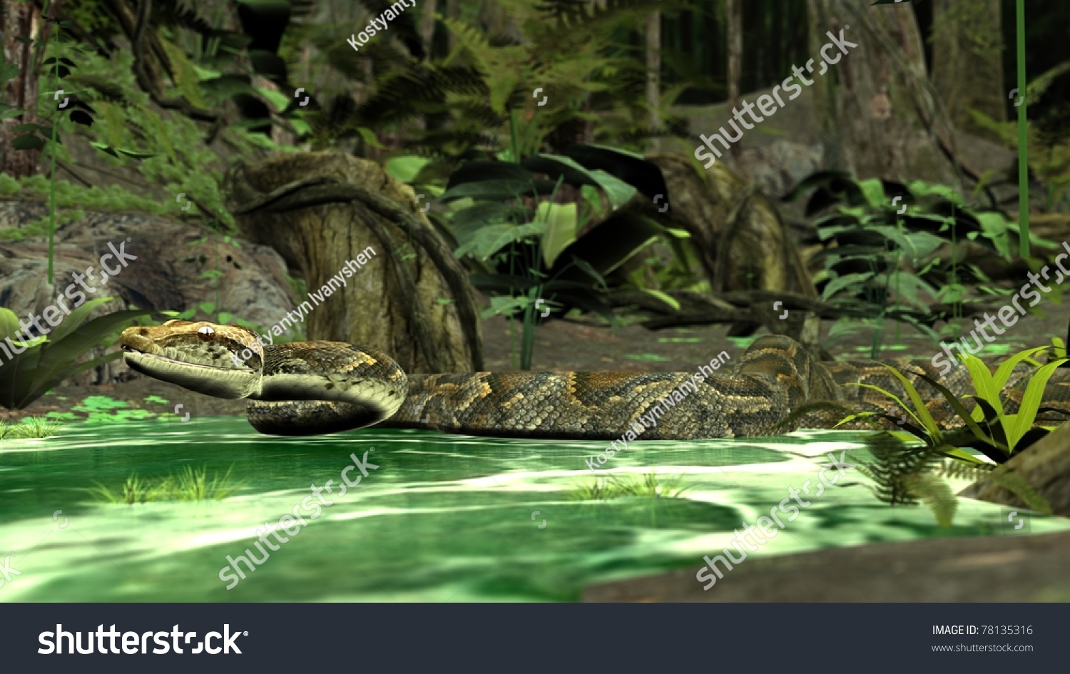 Amazon Python In Water Stock Photo 78135316 : Shutterstock