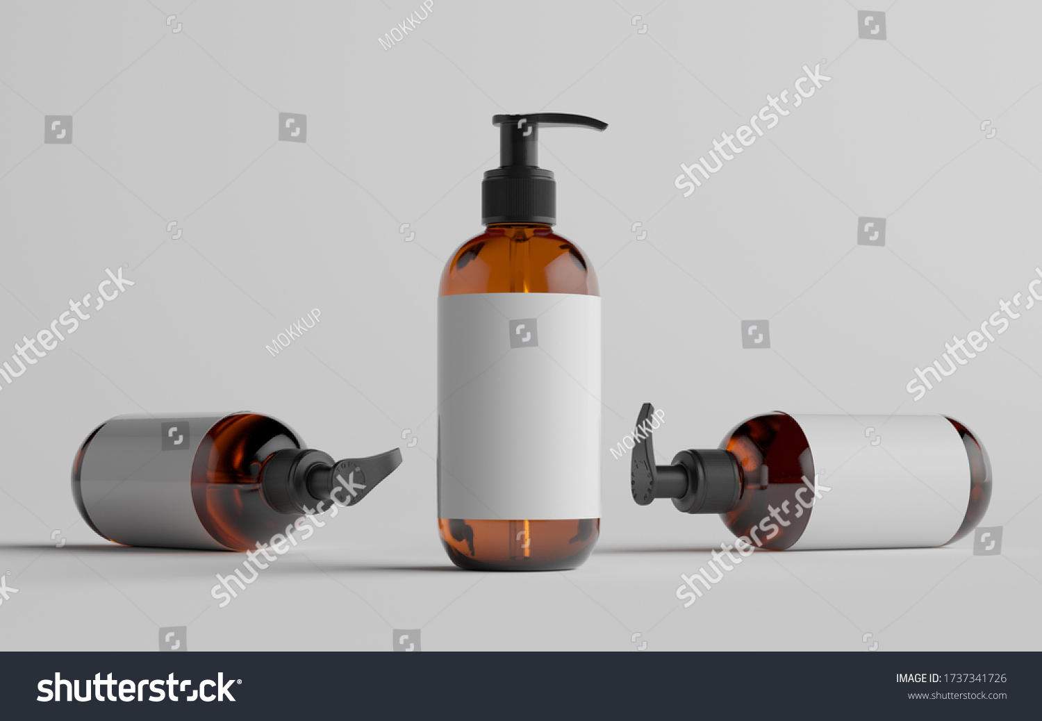 Download Amber Glass Pump Bottle Mockup Liquid Stock Illustration 1737341726