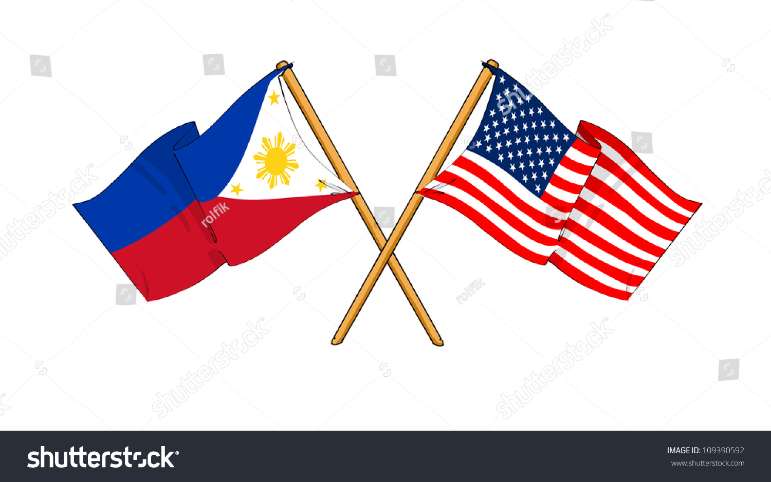 America Philippines Alliance Friendship Stock Illustration 109390592 ...