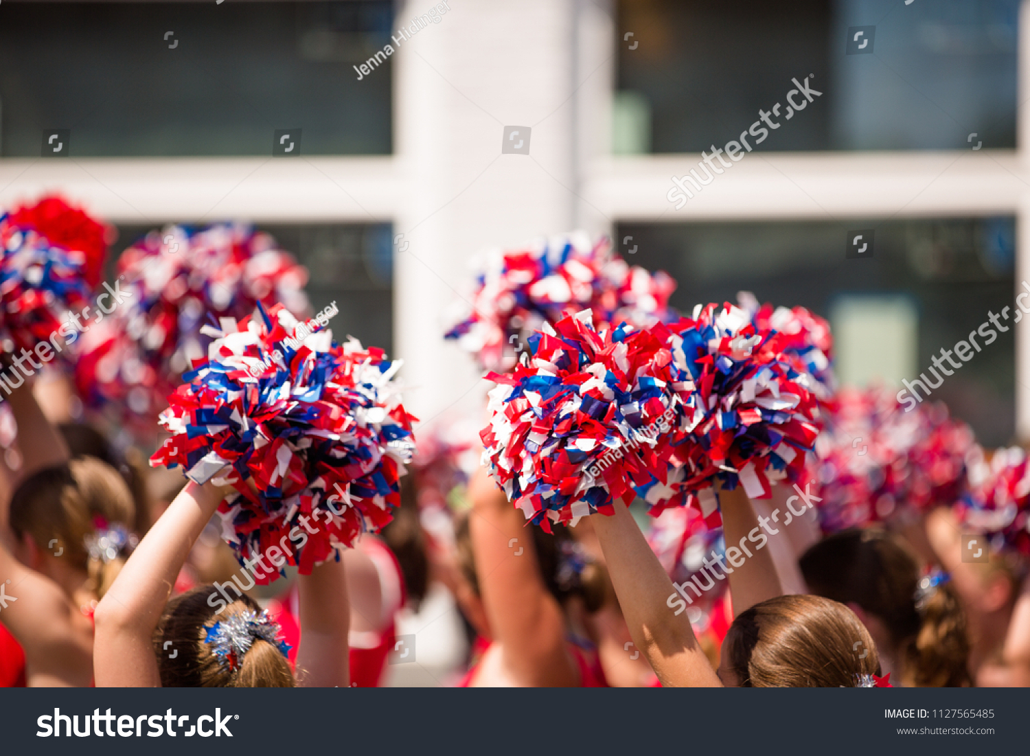 American Cheerleader Red White Blue Pom Stock Photo Edit Now