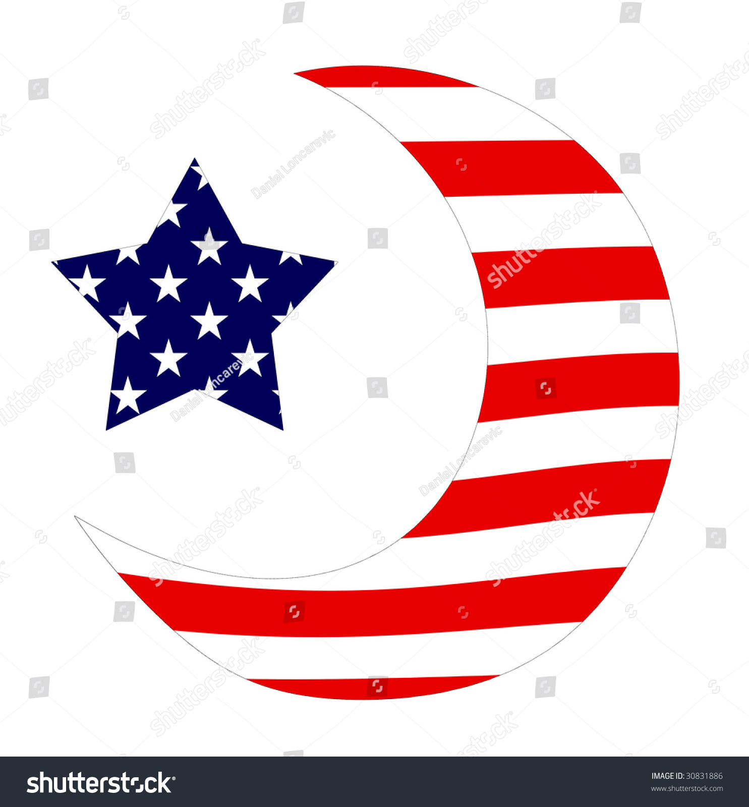 American Flag Attached Islamic Symbols Stock Illustration 3016