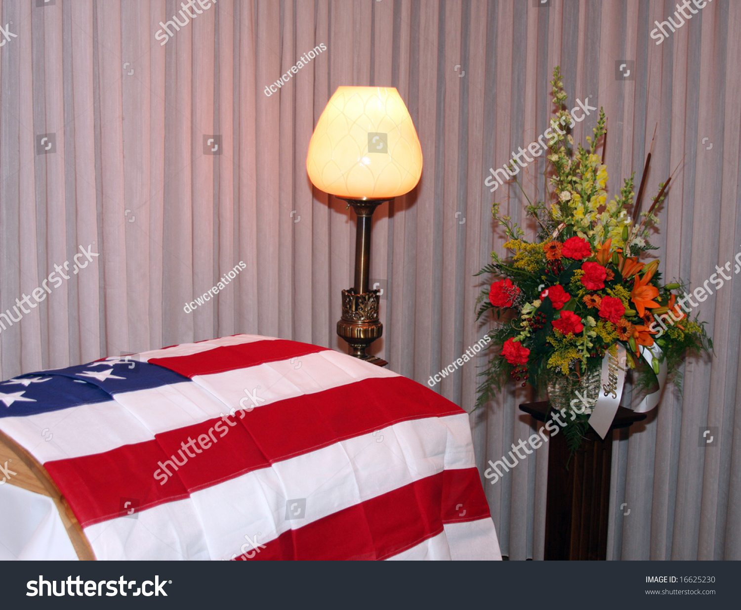 american flag on casket