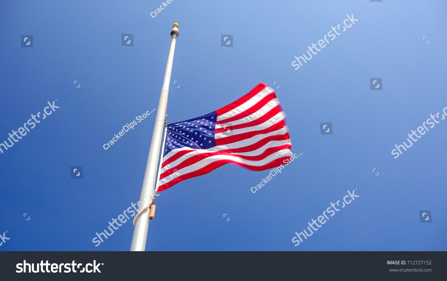 American Flag Flying Half Mast Aka Stock Photo 712727152 | Shutterstock