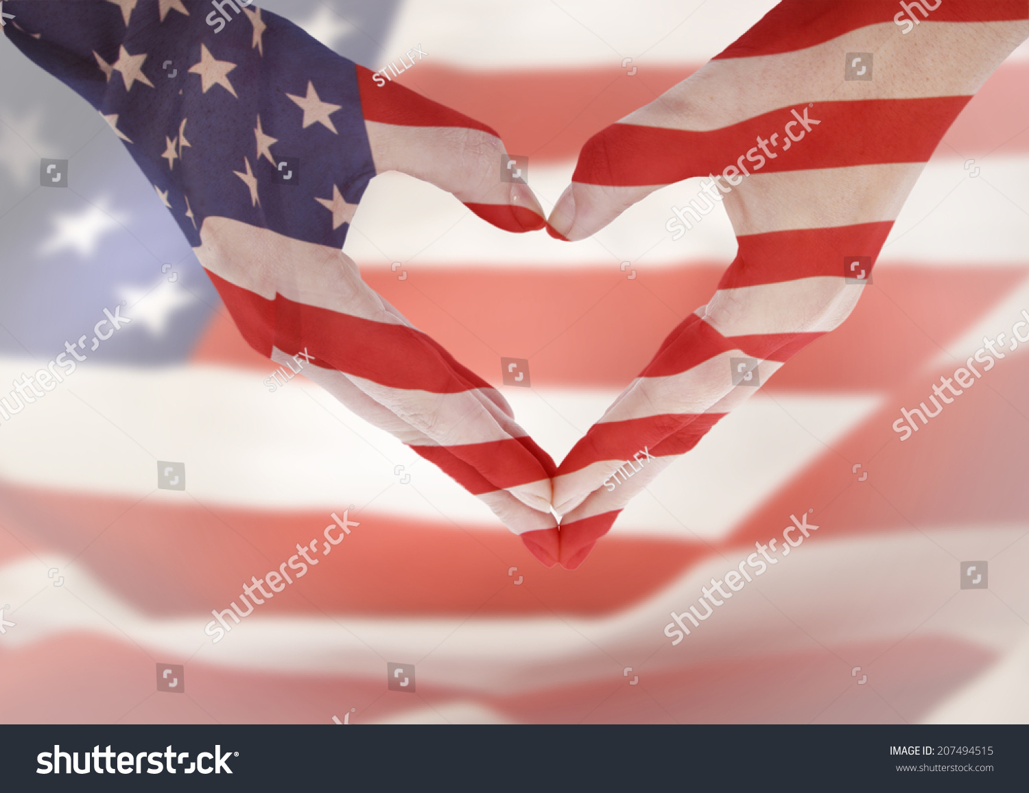 American Flag On Heart Shaped Hands Stock Photo (Edit Now) 207494515