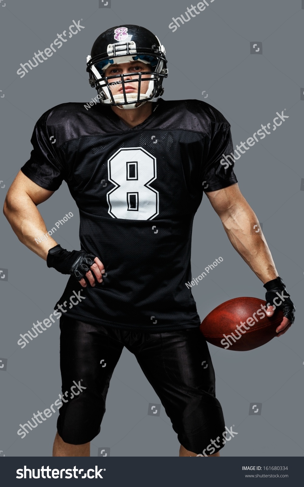 American Football Player Ball Wearing Helmet Stock Photo 161680334 ...