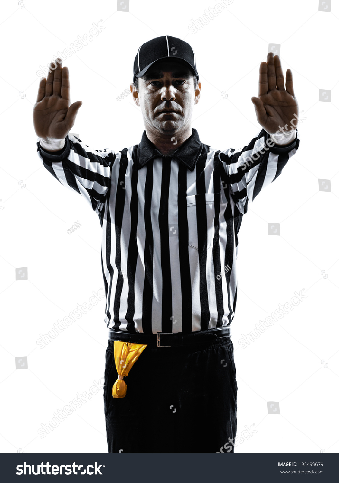 American Football Referee Gestures In Silhouette On White Background ...